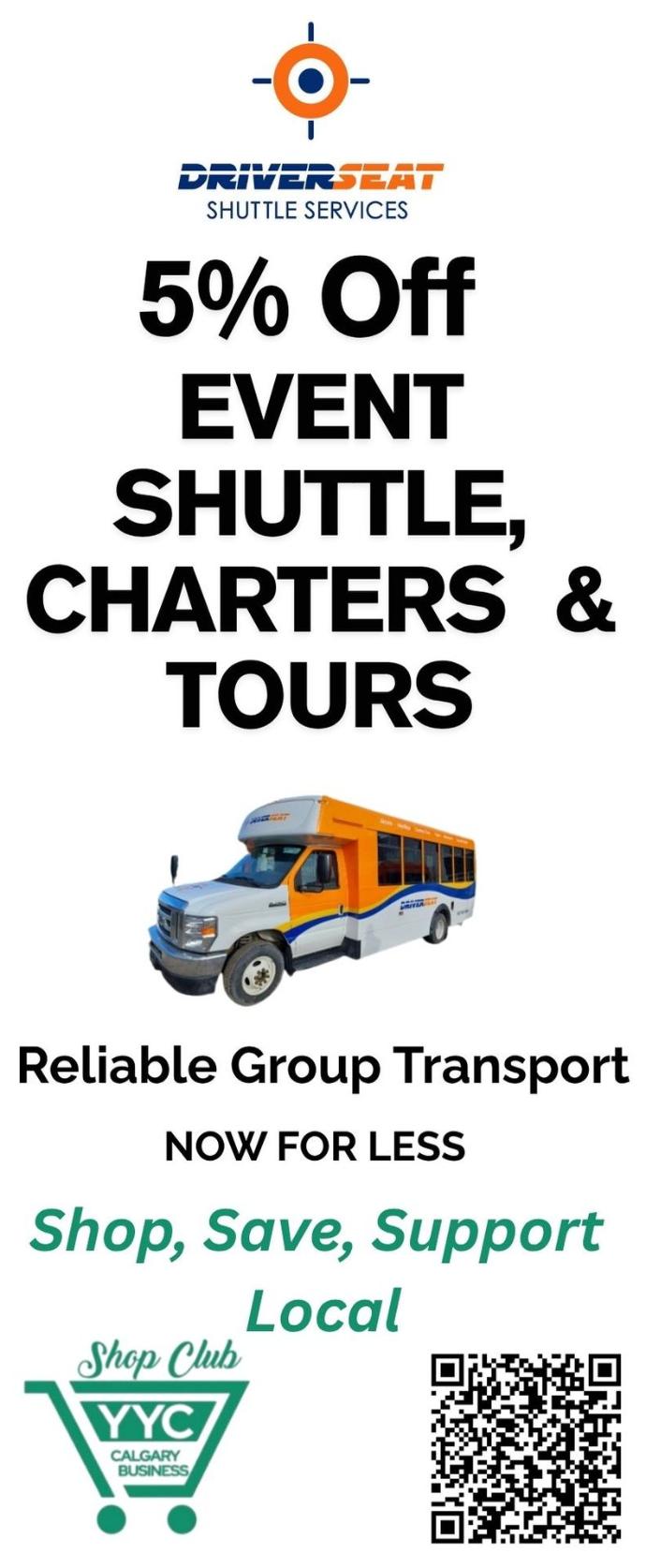 5% Off  EVENT SHUTTLE, CHARTERS  & TOURS